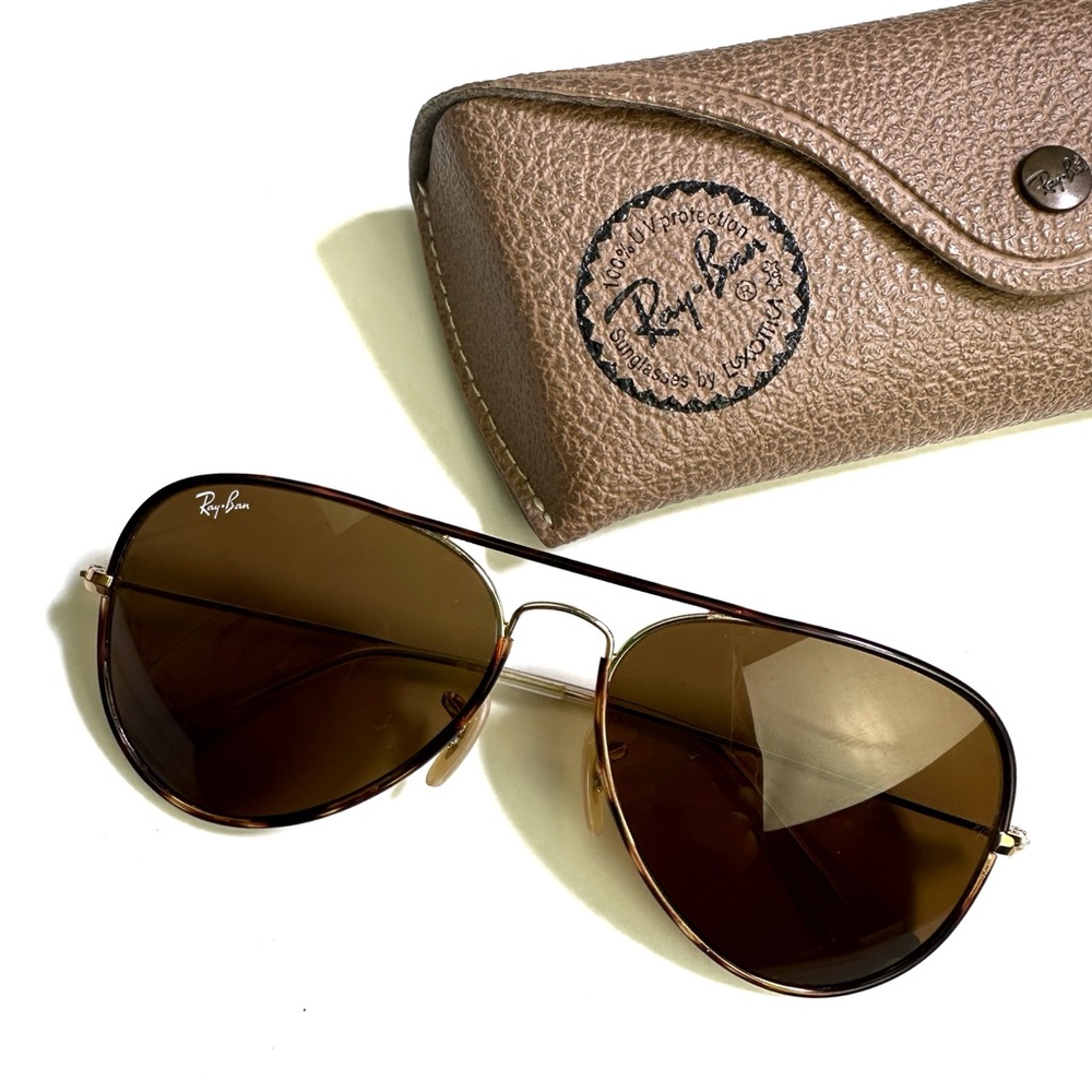 Ray-ban RB3025 aviator tortoise with dark lens